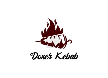Téléchargez les illustrations : Modèle de conception de logo Shawarma kebab. Turky traditionnel kebab alimentaire. - en licence libre de droit