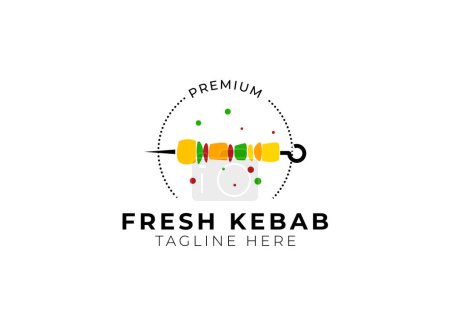 Shawarma kebab logo design template. Turky traditional food kebab.
