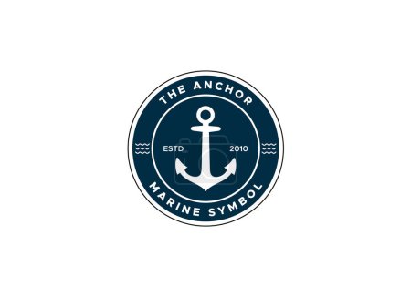 Ilustración de Logotipo de emblemas retro marinos con ancla, logotipo de ancla - vector - Imagen libre de derechos
