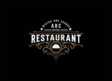 Illustration for Logo Templates with Monogrammed Elements and Flourish Ornaments for Restaurants, Clubs, Boutiques, Cafes, Hotel Cards. Vector illustration - Royalty Free Image