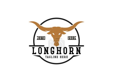Illustration for Vintage classic bull longhorn logo design template - Royalty Free Image