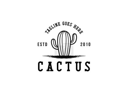 Téléchargez les illustrations : Illustration de cactus sauvage ouest design désert vintage - en licence libre de droit