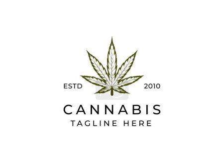 Téléchargez les illustrations : Icône vectorielle de logo feuille de cannabis. Emblème du logo de marijuana médicale. Logo de l'emblème du cannabis - en licence libre de droit