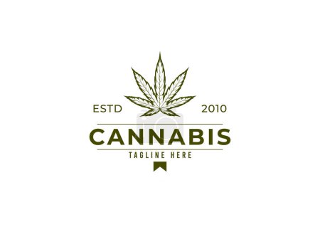 icône vectorielle de logo feuille de cannabis. Emblème du logo de marijuana médicale. Logo de l'emblème du cannabis