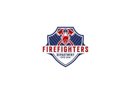 Téléchargez les illustrations : Logo emblème pompier design. dans un concept classique - en licence libre de droit