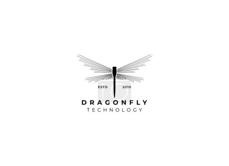 Illustration for Simple and minimalist dragonfly logo design. Outline dragonfly logo - Royalty Free Image