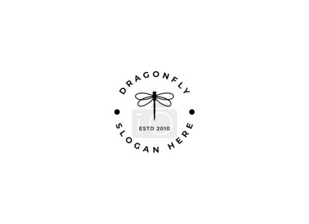 Illustration for Simple and minimalist dragonfly logo design. Outline dragonfly logo - Royalty Free Image