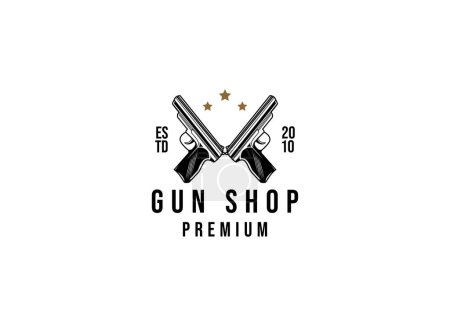 Téléchargez les illustrations : Style classique magasin d'armes à feu logo. Design logo club de tir - en licence libre de droit