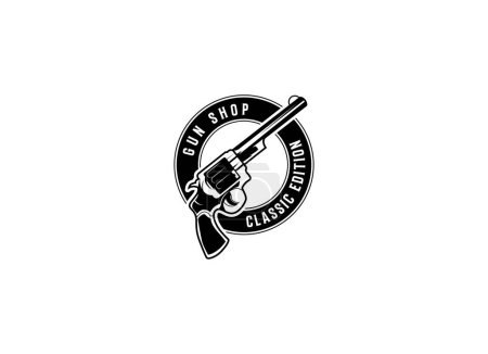 Téléchargez les illustrations : Style classique magasin d'armes à feu logo. Design logo club de tir - en licence libre de droit