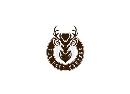 Illustration for Classic Vintage Deer for Wildlife Hunting Logo Design, Vintage Deer Logo Design - Royalty Free Image