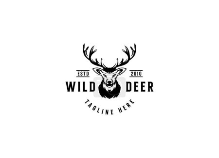 Illustration for Deer Head Logo Design. Deer Logo Vector illustration. Deer hunter logo - Royalty Free Image