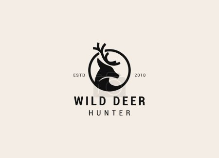 Logo de tête de cerf. Illustration vectorielle du logo du cerf. Logo chasseur de cerfs
