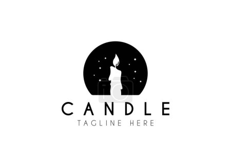 Candle light logo. Silhouette candle logo design for shop branding.