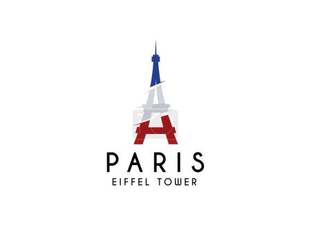 Illustration for Eiffel tower in paris logo design. Paris and eiffel tower logo - Royalty Free Image