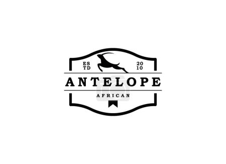 Running Jumping Leaping Steinbock Antilope Silhouette für Abenteuer Outdoor Zoo Safari Reise oder Tierschutz Logo Design