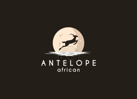 Running Jumping Leaping Steinbock Antilope Silhouette für Abenteuer Outdoor Zoo Safari Reise oder Tierschutz Logo Design