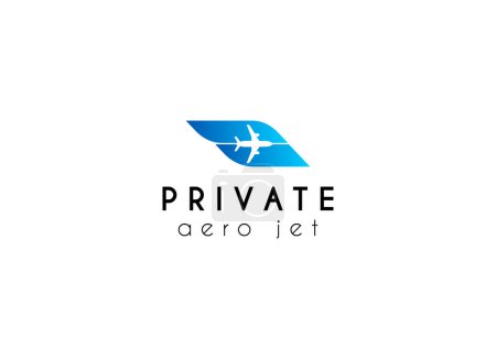 Logo-Design des Privatjets von Sky Aviation. Minimalistisches Flugzeuglogo für Luftfahrtunternehmen