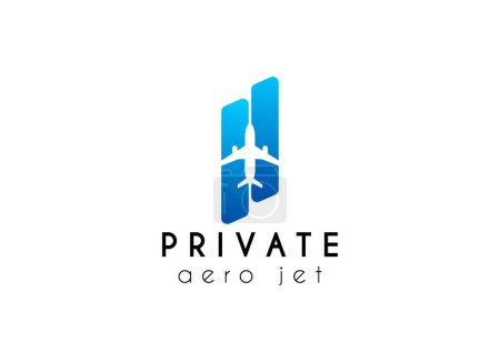 Logo-Design des Privatjets von Sky Aviation. Minimalistisches Flugzeuglogo für Luftfahrtunternehmen