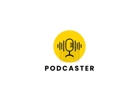 Podcast chat logo template with line art style