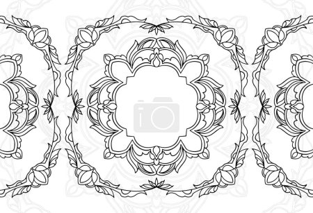 Téléchargez les illustrations : Mandala élément décoratif composition ornementale ligne linéaire ornementale dessin à main levée motif imprimé fond graphique géométrique - en licence libre de droit