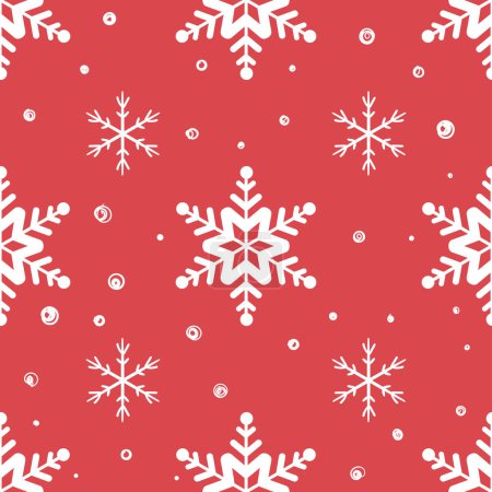 Seamless Christmas pattern with snowflakes for wrapping paper, fabrics and postcards. Vector illustration in a flat style.
