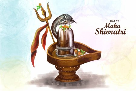 Ilustración de Maha shivratri festival greeting card with shivling background - Imagen libre de derechos
