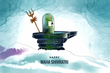 Téléchargez les illustrations : Maha shivratri festival fond avec shiv ling conception de la carte - en licence libre de droit