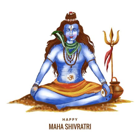 Téléchargez les illustrations : Seigneur Shiva de l'Inde pour le traditionnel festival hindou maha shivaratri fond de carte - en licence libre de droit