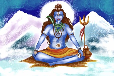 Téléchargez les illustrations : Hindou Seigneur Shiva pour dieu indien maha shivratri carte fond - en licence libre de droit