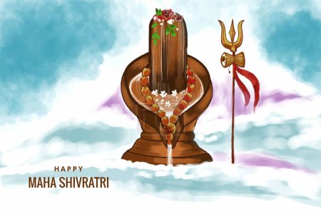 Téléchargez les illustrations : Beautiful maha shivratri festival background with shiv ling card design - en licence libre de droit