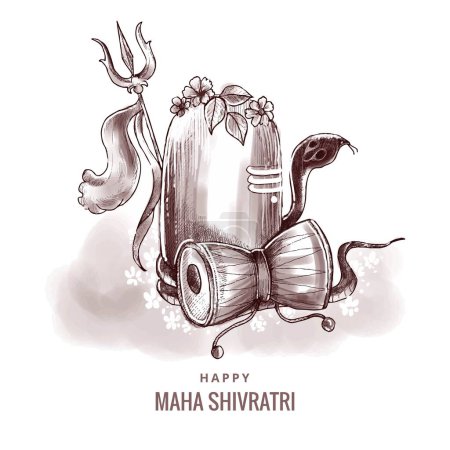 Téléchargez les illustrations : Belle carte de vœux maha shivratri heureux avec fond brillant - en licence libre de droit
