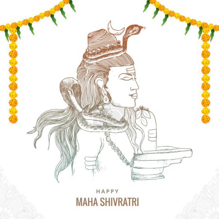 Téléchargez les illustrations : Hand draw hindu lord shiva sketch for indian god maha shivratri festival background - en licence libre de droit