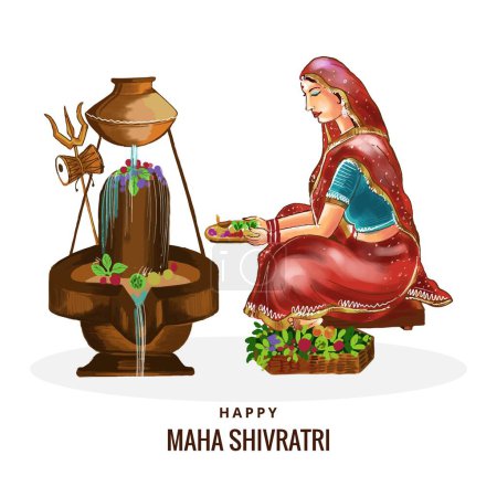 Téléchargez les illustrations : Happy maha shivratri traditionnel fond de carte de festival - en licence libre de droit
