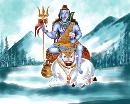 Ilustración de Señor hindú shiva para el dios indio maha shivratri hermoso fondo de la tarjeta - Imagen libre de derechos