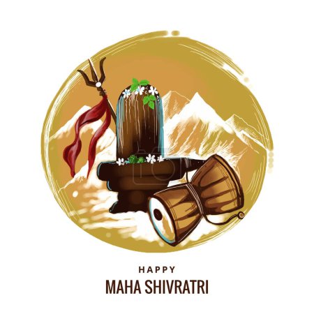 Téléchargez les illustrations : Happy maha shivratri traditionnel fond de carte de festival - en licence libre de droit