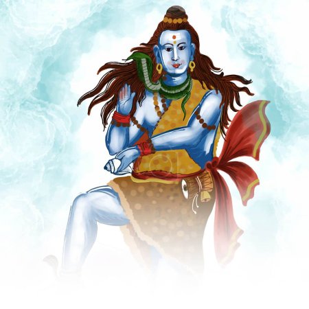 Téléchargez les illustrations : Lord shiva indian god of hindu for maha shivratri card design - en licence libre de droit
