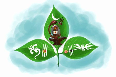 Téléchargez les illustrations : Maha shivratri festival fond avec shiv ling conception de la carte - en licence libre de droit