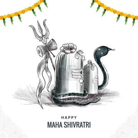 Téléchargez les illustrations : Maha shivratri festival background with shiv ling celebration background - en licence libre de droit
