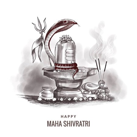 Téléchargez les illustrations : Maha shivratri festival background with shiv ling celebration background - en licence libre de droit