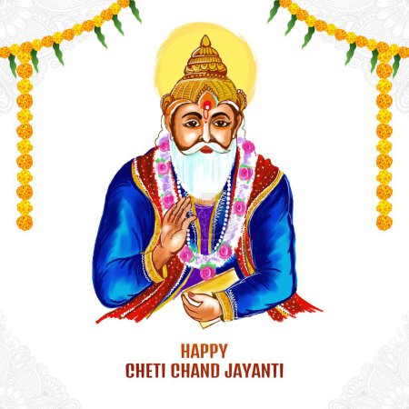 Illustration for Happy cheti chand jhulelal jayanti festival celebration card background - Royalty Free Image