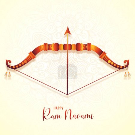 Illustration for Happy ram navami bow and arrow festival greeting card background - Royalty Free Image