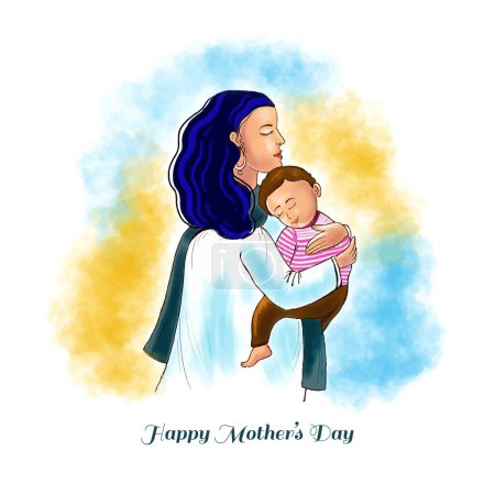 Téléchargez les illustrations : Joyeuse fête des mères pour femme et enfant fond de carte d'amour - en licence libre de droit