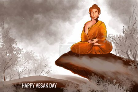 Illustration for Happy vesak day budha purnima card background - Royalty Free Image