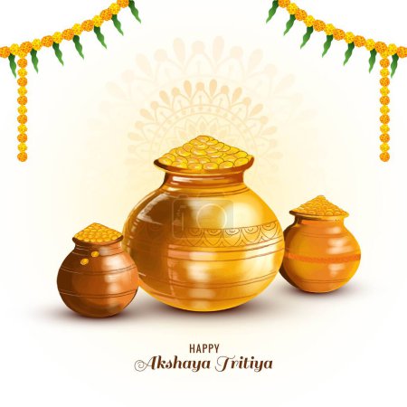 Akshaya tritiya celebration with a golden kalash background