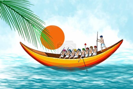 Illustration for Happy onam festival of south india on card holiday background - Royalty Free Image
