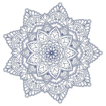 Illustration for Circular pattern in form of decorative mandala on white background - Royalty Free Image