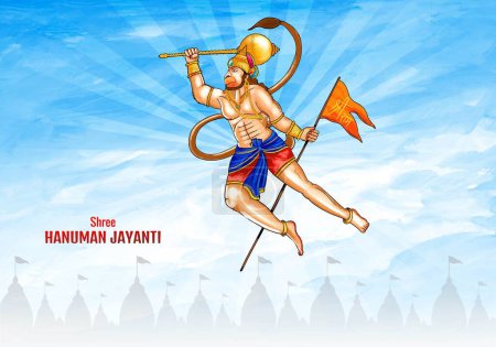 Illustration of lord hanuman for hanuman jayanti festival card background