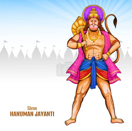 Illustration for Jay shri ram happy hanuman jayanti festival card background - Royalty Free Image