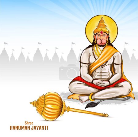 Illustration for Haapy hanuman jayanti on lord hanuman celebration illustration background - Royalty Free Image