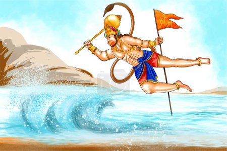 Illustration of lord hanuman for hanuman jayanti festival card background